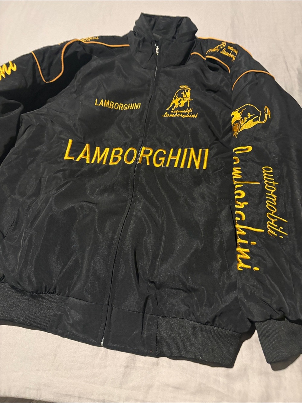 Lamborghini Black Bomber Jacket with Yellow Logos